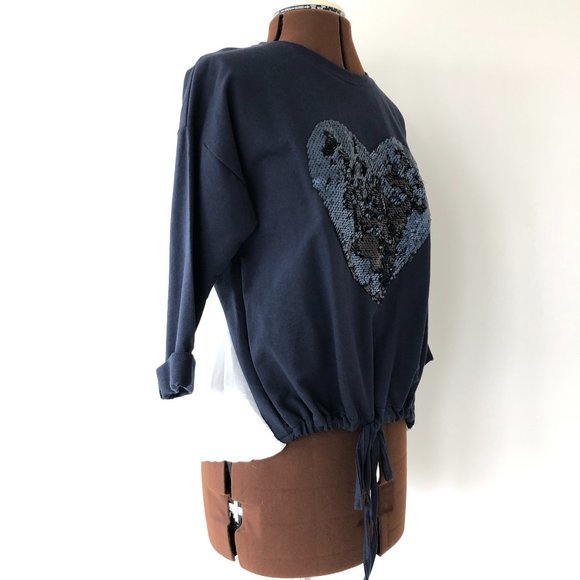 Sweatshirt Inspired Top with Sequin Heart - Picture 4 of 6